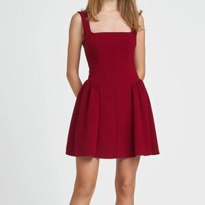 Wayf Red Fit and Flare Mini Dress